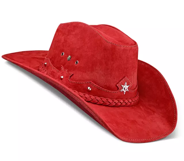 Sombrero de vaquero Western cuero genuino estilo americano Texas hombres...