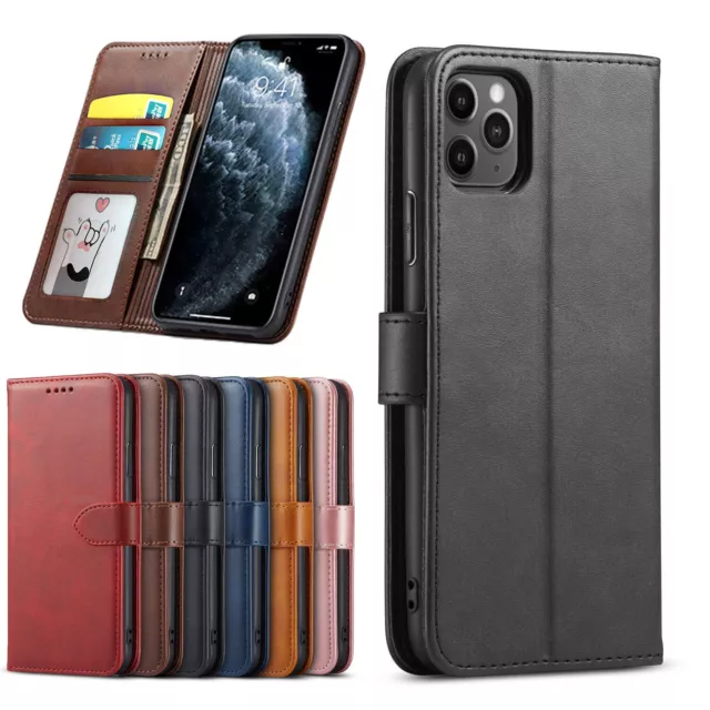 For iPhone 13 12 11 Pro Max Mini XS XR Leather Flip Wallet Case Card Cover