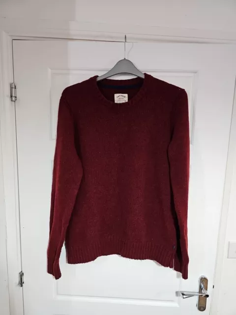 Fat Face Mens Jumper Large Red Maroon Long Sleeve Crew Neck Wool Knit