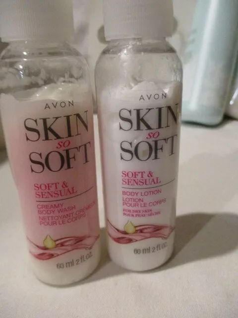 AVON Skin So Soft Soft & Sensual Creamy Body Wash & Body Lotion Travel Size 2 oz