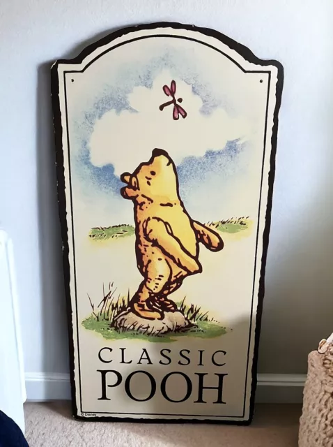 Classic Winnie the Pooh Sign Display Large 2 Sided Disney 34.5" x 17.5" Decor