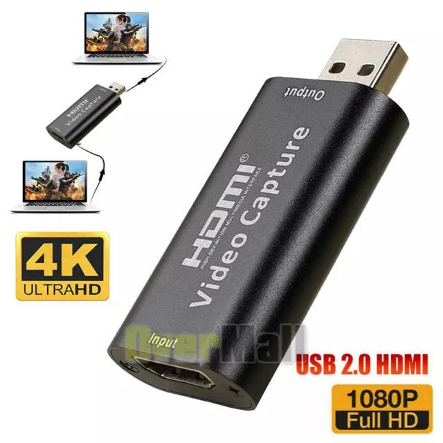 HDMI to USB 2.0 Video Capture Card 1080P HD Recorder Game/Video Live Streaming