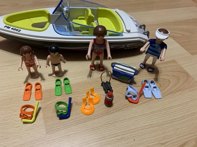 Pièce Détachée Playmobil : Moteur Hors-Bord Blanc/Argent Pour Bateau - Thème Ville/Mer