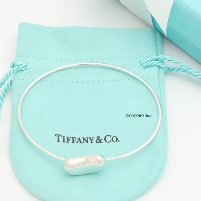 Tiffany & Co.  Elsa Peretti Bean Bangle Bracelet 7" Sterling Silver 925 w/Pouch 2