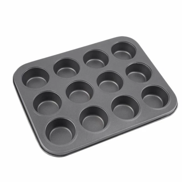 1 ud. Recubrimiento antiadherente + Acero al carbono negro 12 tazas Cupcake Forma 2