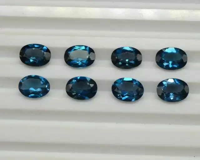 Natural London Blue Topaz 9x7mm Oval Faceted Cut Calibrated Loose Gemstone 5pc