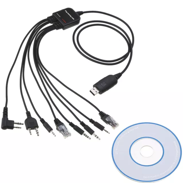 8 In 1 Two-Way Radio USB Programming Cable For Baofeng TYT Motorola KENWOOD