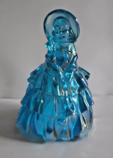 Vintage Wheaton Cobalt Blue Carnival Glass Southern Belle Lady Girl Figurine