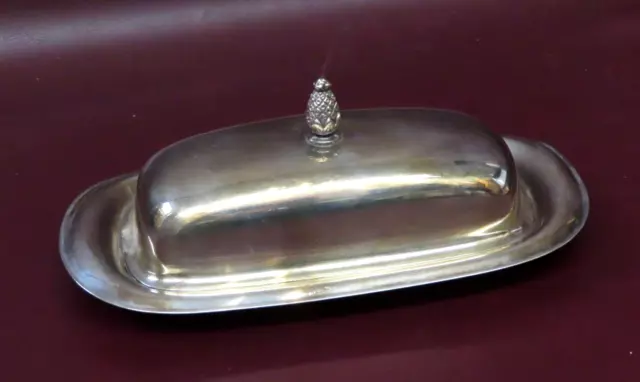 Vintage 8.5" Long WM Rogers #987 Glass Lined Silverplate Butter Dish 2