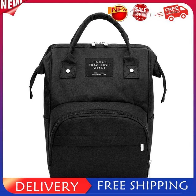 Solid Color Mommy Backpacks Large Maternity Nappy Top-handle Bags (Black)