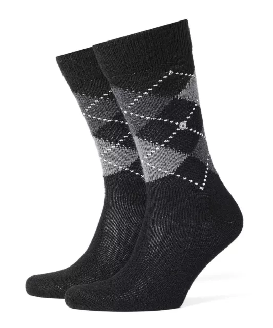 Burlington Men's Crew Socks Preston - Diamond Pattern, Soft, Clip, One Size, 3