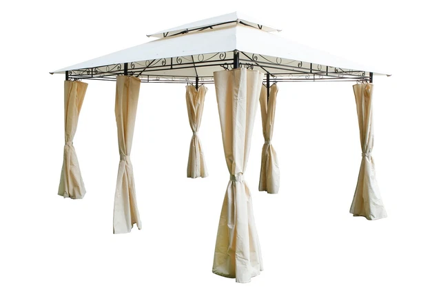 XXL Metall Pavillon Doppeldach 3x4 m wasserdicht Gartenpavillon Seitenteile 2
