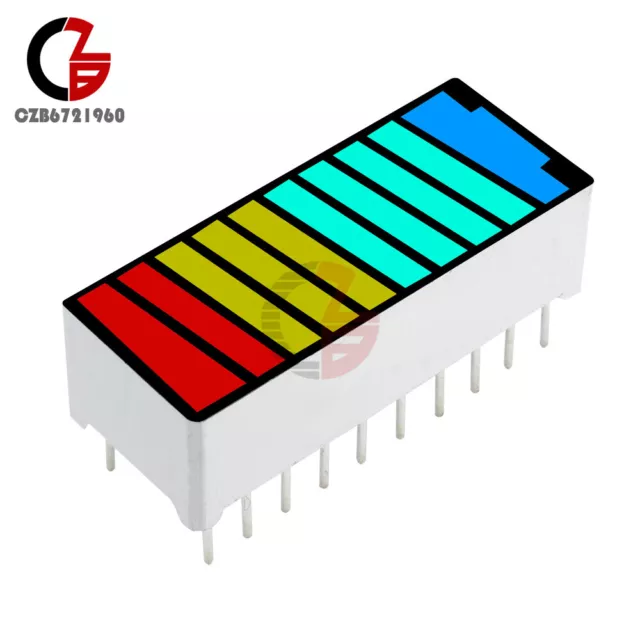 1/2/5/10PCS 4 Color 10 Segment LED Battery Bar Graph Light Display Indicator New