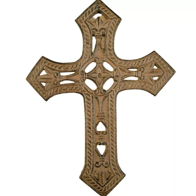Ornate Cast Iron Cross Wall Hanging Table Display