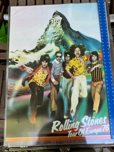 GIANT 39”x29”  Rolling Stones Original European 1976 Tour Concert Poster Rare