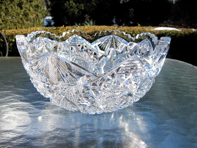 Estate Vintage AMERICAN BRILLIANT Cut Glass 8" Bowl~STUNNING!