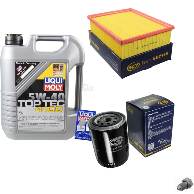 SCT Pacchetto Revisione Germania 5 L Liqui Moly 3701 Top Tec 4100 5W-40 per Audi
