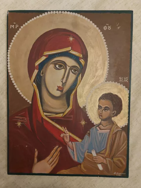 Holy Mother of God Religious Orthodox Byzantine Icon Hand painted BIG ICON!