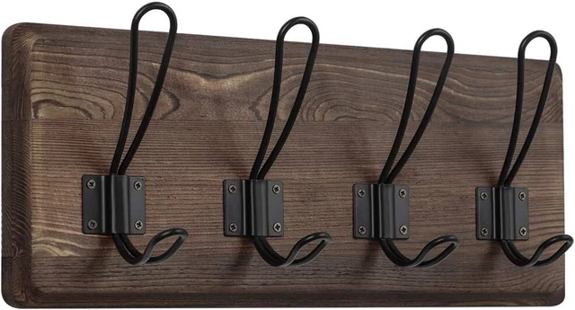Vintage Wall Mounted Coat Rack Wooden Bathroom Towel Rack Entryway Bag Key Hooks