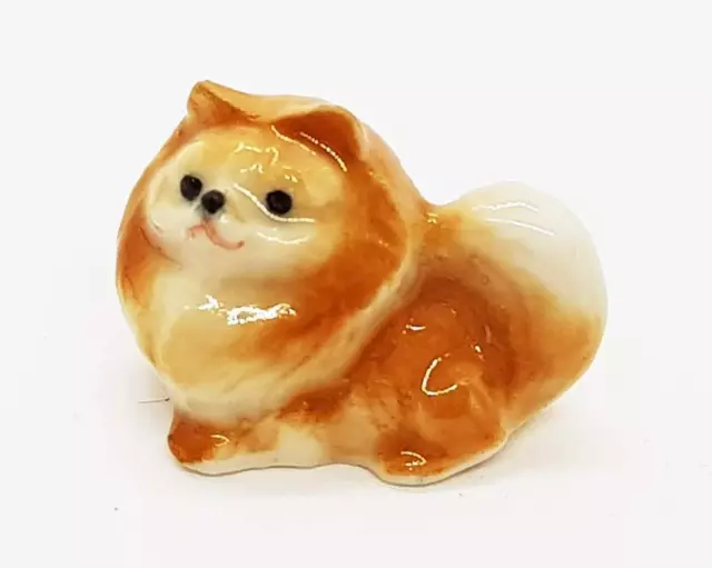 Ceramic Dog Miniature Pomeranian Figurine Pets Hand Painted Animal Collectible 2