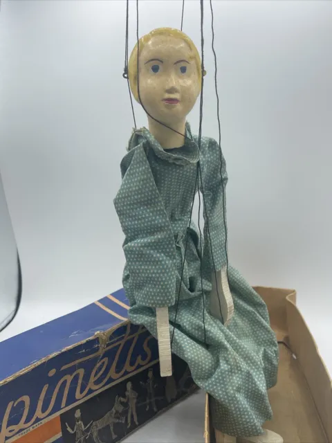 Vtg Puppinetts Marionette Lady Puppet American Crayon Co Almost 100 Years Old!