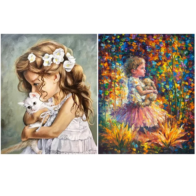 Kit de pintura al óleo por números para niña pequeña hágalo usted mismo pintura acrílica arte de pared imagen artesanal