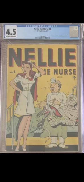 Golden Age Comic Nellie the Nurse #8 cgc 4.5 good girl art,Timely comic Aug 1947