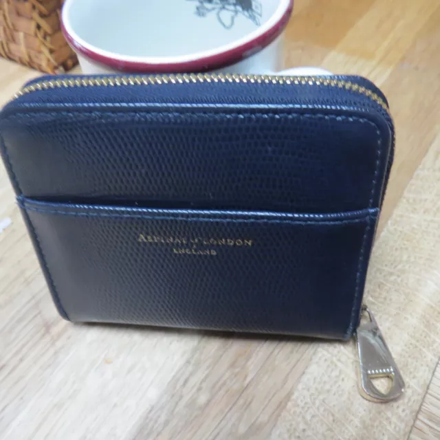 Aspinal of London Ladies Purse - elegant navy with gold trim