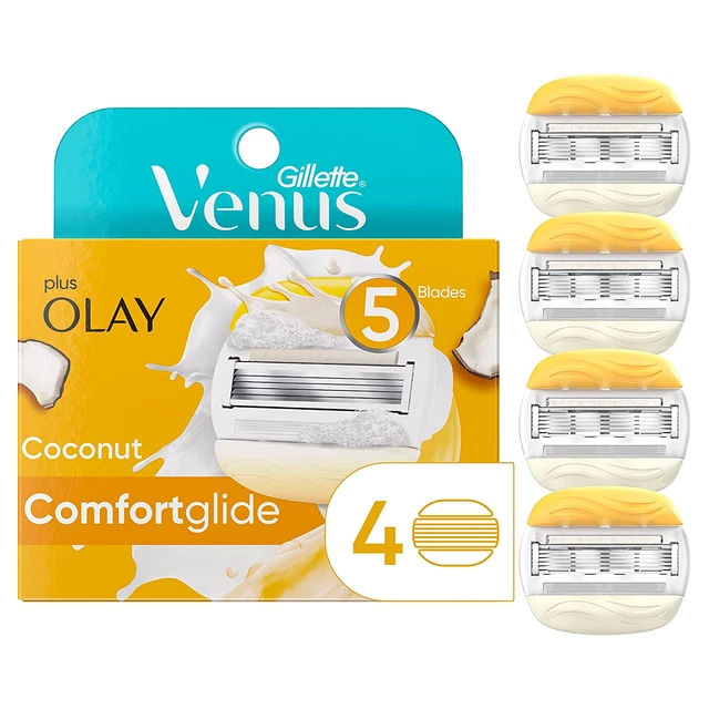 Recambios de hoja de afeitar Gillette Venus ComfortGlide para mujer, 4 unidades, infundidos con aceite
