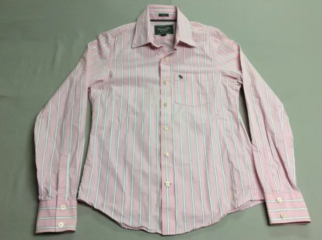 Abercrombie & Fitch Striped Button Down Pink Dress Casual Shirt Mens Medium