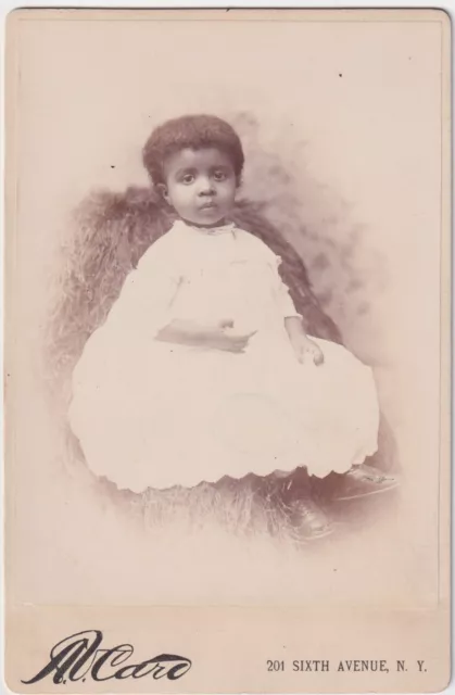AFRICAN-AMERICAN CHILD : A. V. CARO : New York City : 1880s Cabinet Card Photo