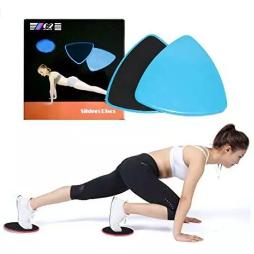 2 Dual Sided Fitness Yoga Gliding Discs Core Sliders Home Gym Abs Leg  Workouts
