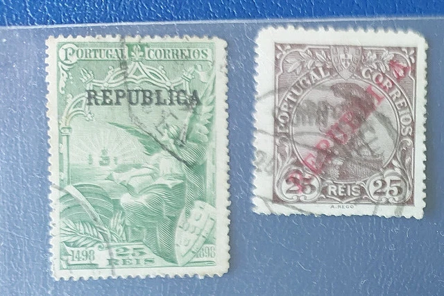 7 Alte Briefmarken Portugal Republik Gestempelt Kolonien um 1910 Topzustand 3