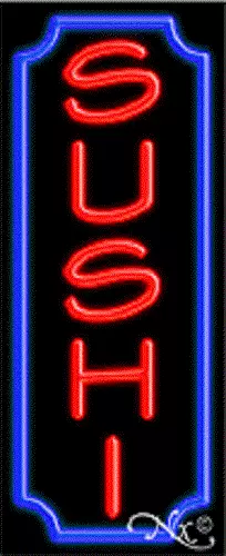 BRAND NEW "SUSHI" VERTICAL 32x13 w/BORDER REAL NEON SIGN w/CUSTOM OPTIONS 11029