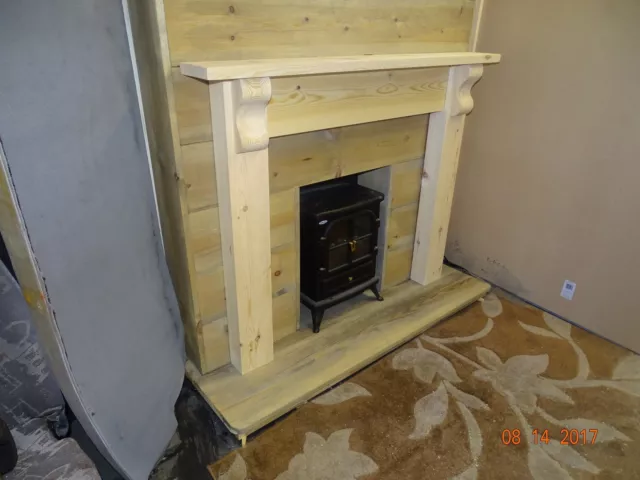 PINE CHUNKY FIRE SURROUND fireplace mantle WITH CORBELS free postage 3