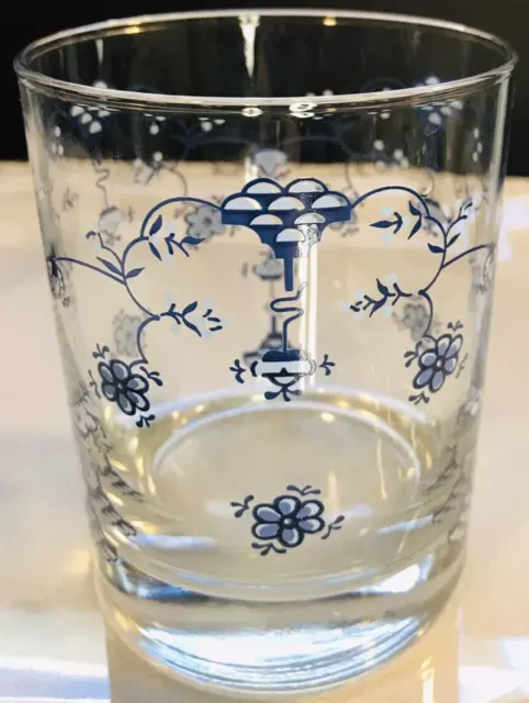 1950's Japan Blue Onion Design Whiskey Glass Danube Porcelain Barware Set Of 4