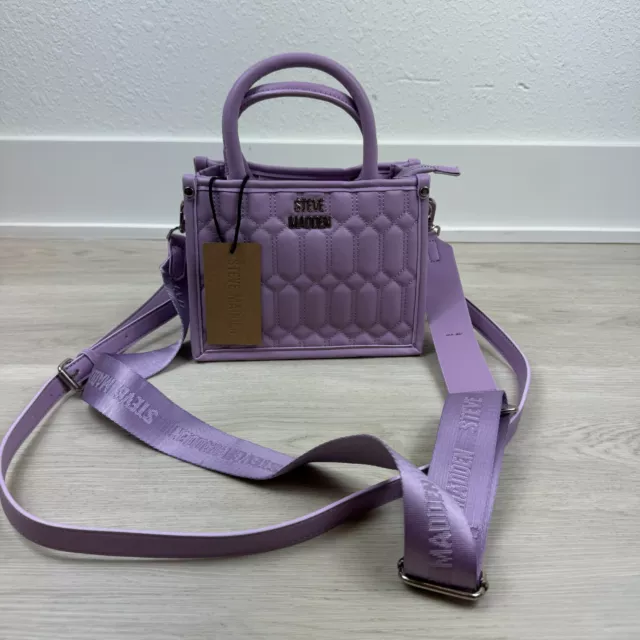 Steve Madden Bniko Quilted Crossbody Purse Bag Mauve Purple Guitar Strap