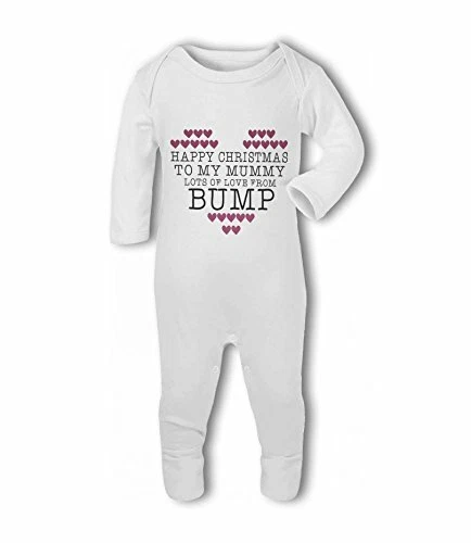 Happy Christmas To Mummy From Bump - Baby Romper Suit by BWW Print Ltd