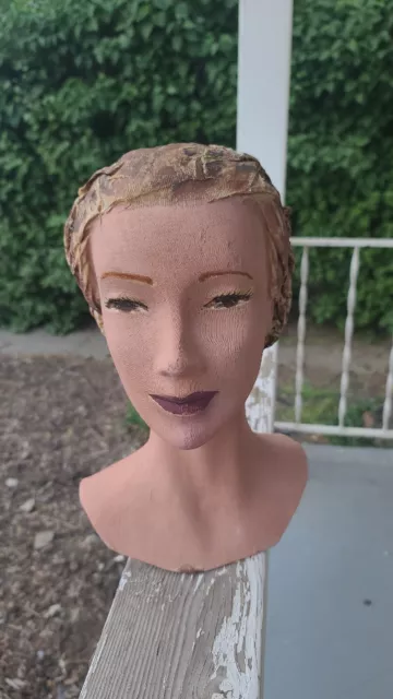 Thornwood Signed Vintage Woman Mannequin Head Bust Flapper Hair Style 1920-1940