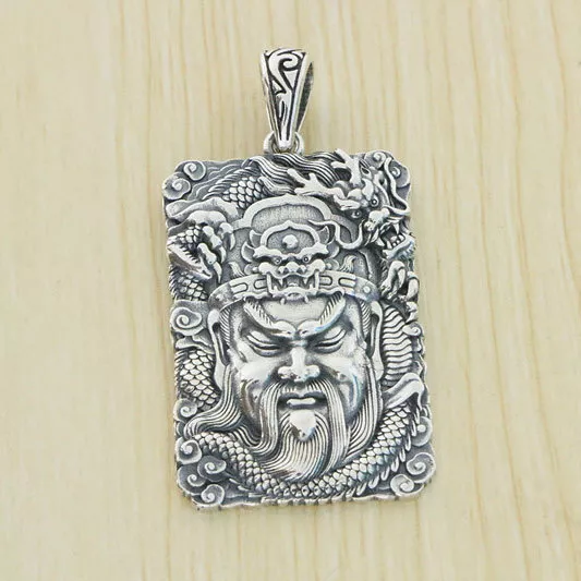 B21 Anhänger Guan Gong Guan Yu und Drache Silber 925