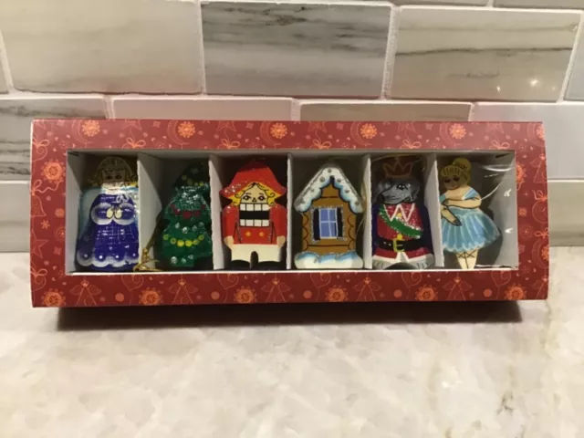 Set of Six Wooden Russian Christmas Ornaments New in Box
