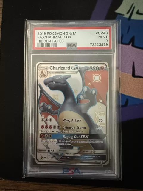 ✅ Pokemon - PSA 9 - Charizard GX Hidden Fates Shiny Holo Rare Full Art SV49