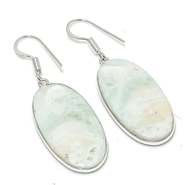 Imperial Jasper Gemstone Ethnic 925 Sterling Silver Jewelry Earring 1.89" h454