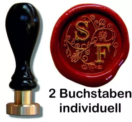 Udig Siegel Stempel Petschaft 24 mm 2 Initialen Buchstaben Schriftart wählbar