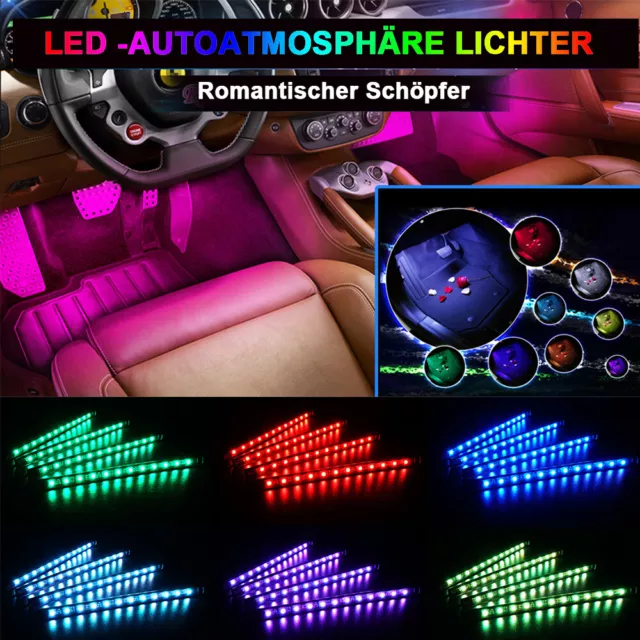 4x KFZ LED RGB Innenraumbeleuchtung Auto Fußraumbeleuchtung  Ambientebeleuchtung