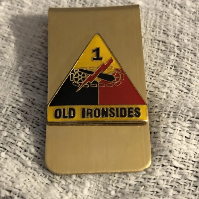 US ARMY 1st Armored Division “Old Ironsides “ Gold Money Clip Tanks