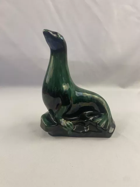 Vintage Seal Blue Mountain Pottery Statue Figurine Canadian Green tones