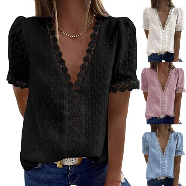 Moda Tempo Libero Top Donna Chiffon Floreale Formale Vacanza Larga Polka Dot