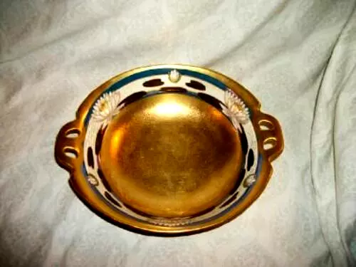 ART DECO HP PICKARD CHINA BOWL 24KT GOLD WATER LILY ETCHED 1920s STUNNING