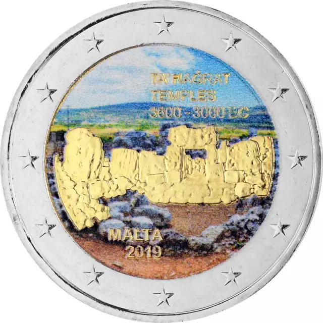 2 Euro Gedenkmünze Malta 2019 bfr. - Tempel von Ta Hagrat - coloriert